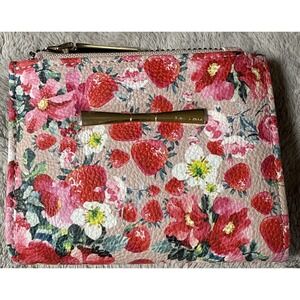 Betsey Johnson Strawberry Floral Print Wallet Card Carrying Case New